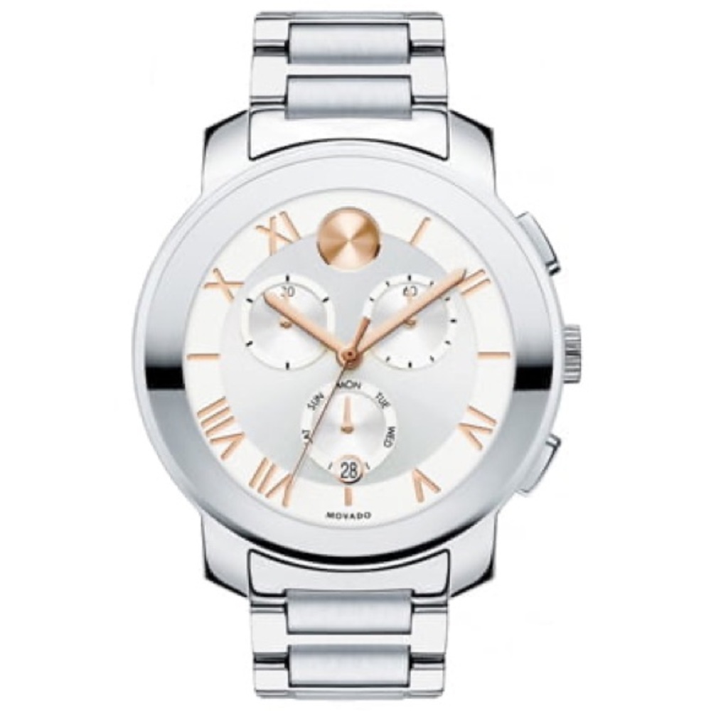 Movado Bold Luxe Chronograph Stainless Steel and Rose Gold Watch